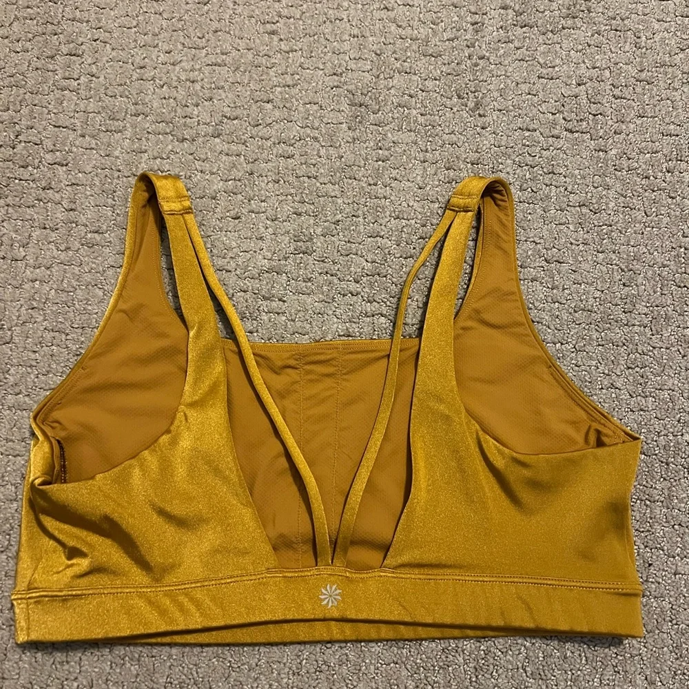 Athleta Women’s Exhale Bra Gold Metallic - Picture 2 of 4